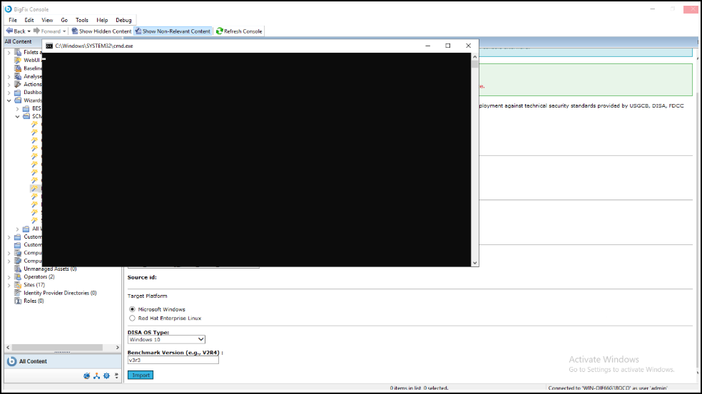 Processing Stage Command window in execution