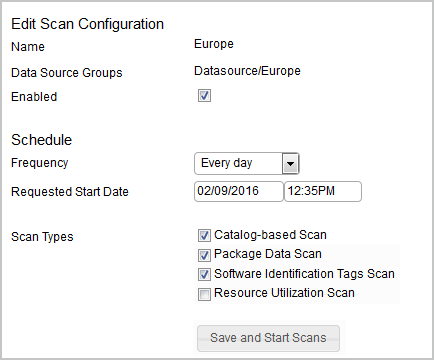 Edit Scan Configuration pane