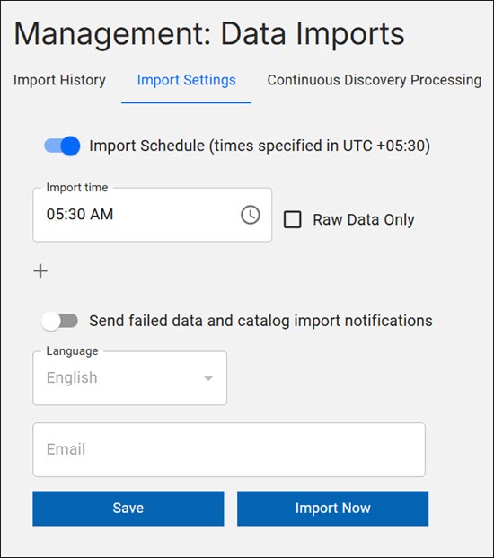 Image shows the Raw Data Only check box next to each import