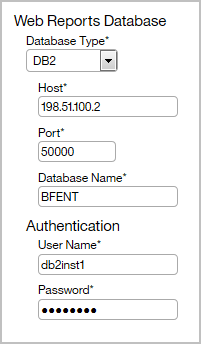 Web Reports connection for Microsoft SQL Server