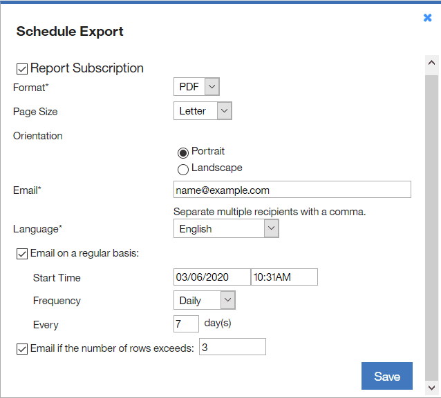 Edit Report window