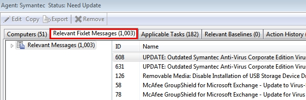 「関連する Fixlet メッセージ」