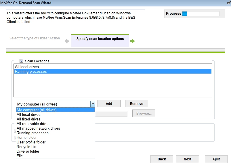 「スキャンする場所」のオプション