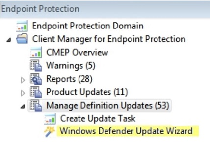 ナビゲーション・ツリー内の使用可能な更新ウィザード