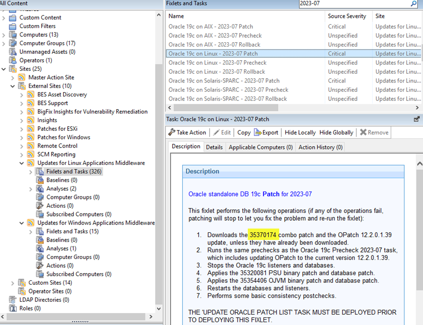 アクションの実行