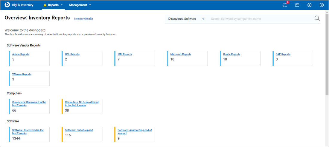 新しいデフォルトのダッシュボード