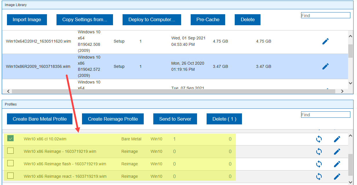 「ベア・メタル・プロファイル」テーブル