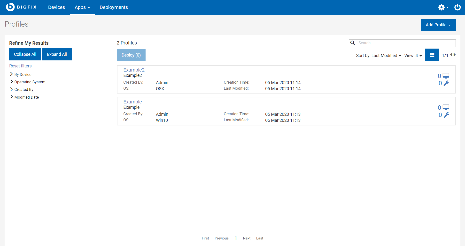 プロファイル・リスト・ビュー
