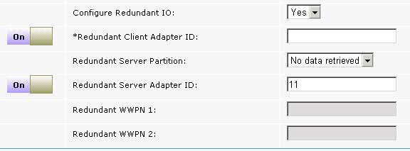 「冗長入出力の設定」が「はい」に設定された NPIV ストレージ。