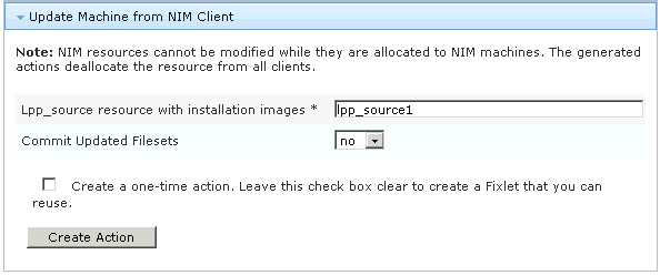 NIM クライアントからのシステムの更新