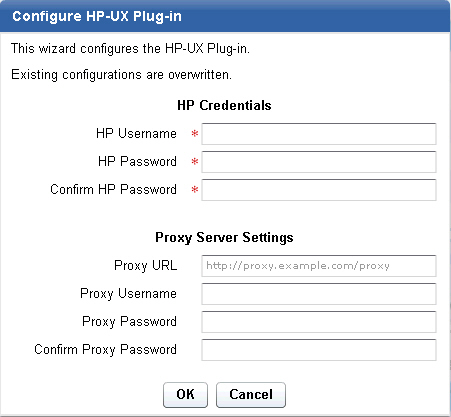 HP-UX ダウンロード・プラグイン・ウィザードの構成