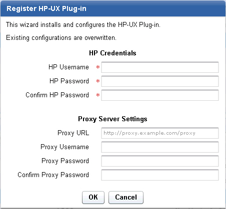 「HP-UX プラグインの登録 (Register HP-UX Plug-in)」ウィザード