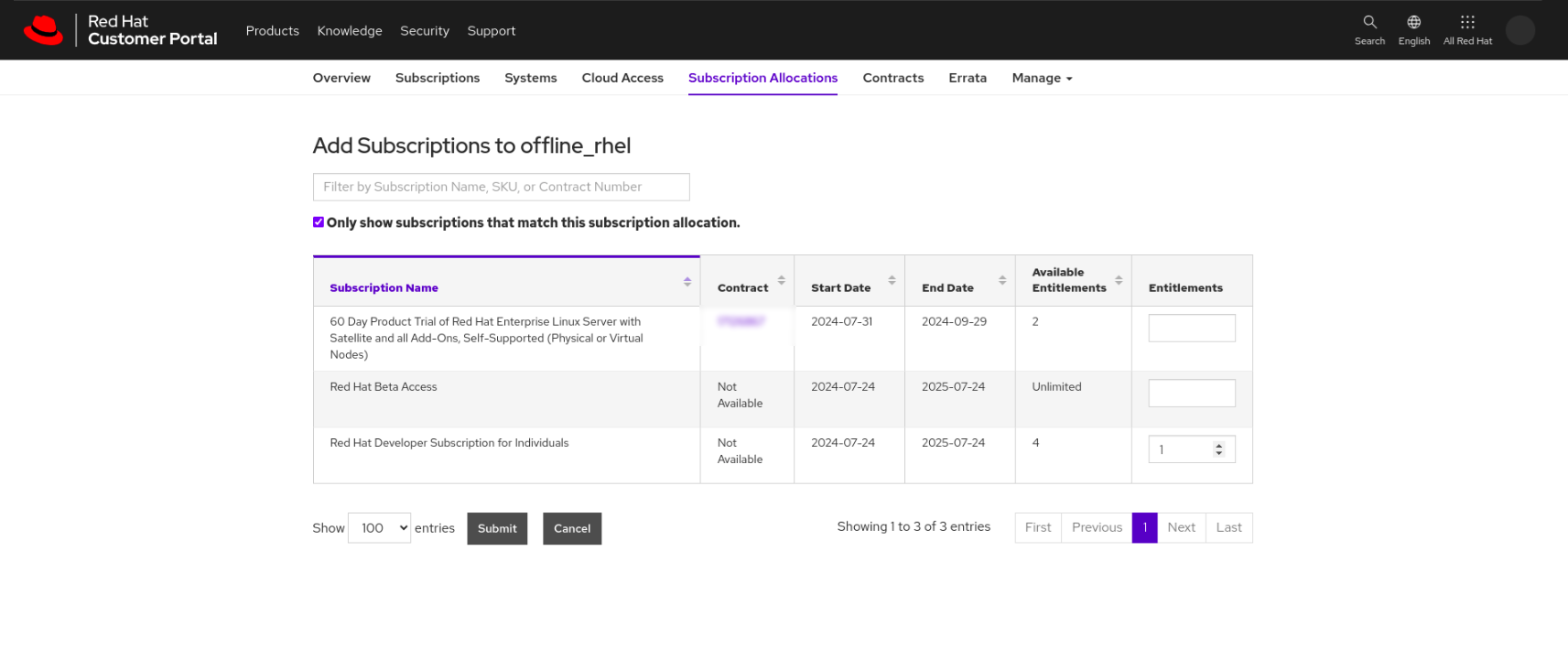 割り振りにサブスクリプションを追加します