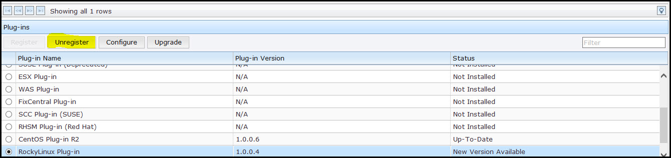 Rocky Linux ダウンロード・プラグインの登録解除