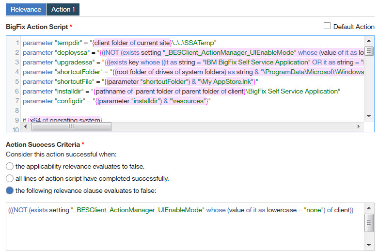 アクション・エディター領域の画像。