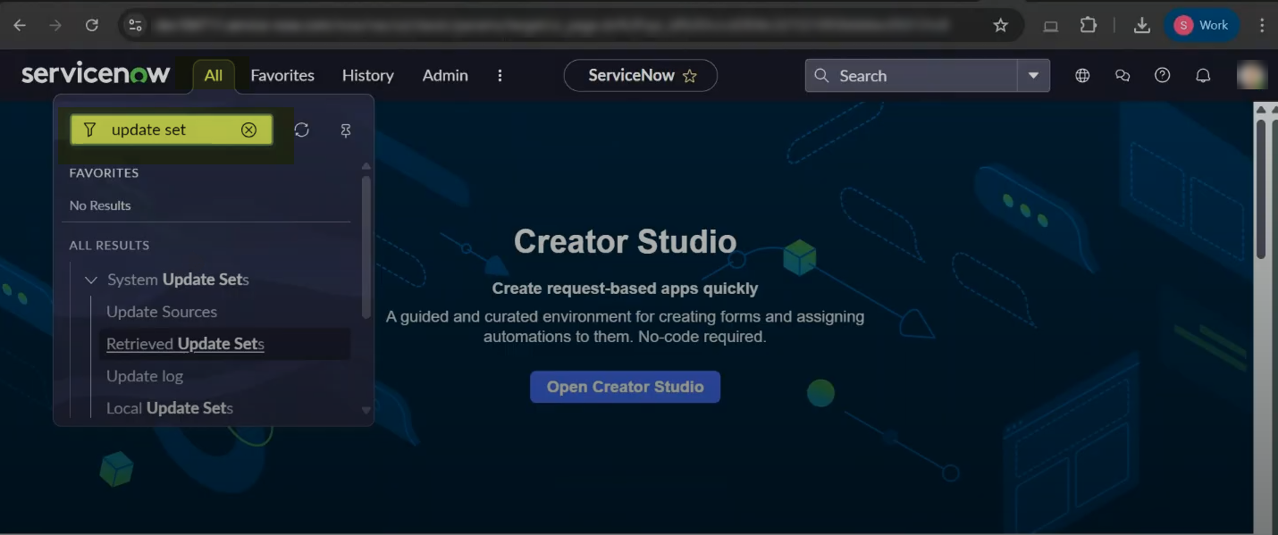Search Update Set Properties in ServiceNow