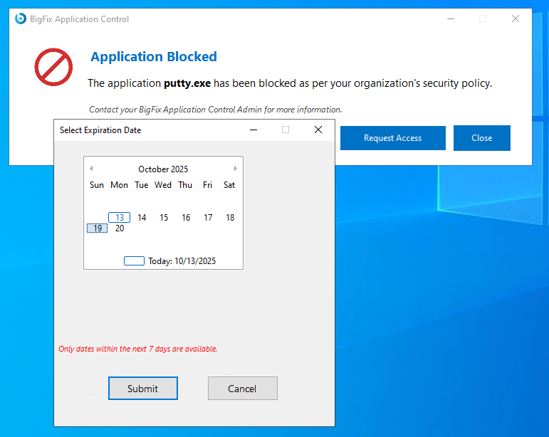Set expiration date box
