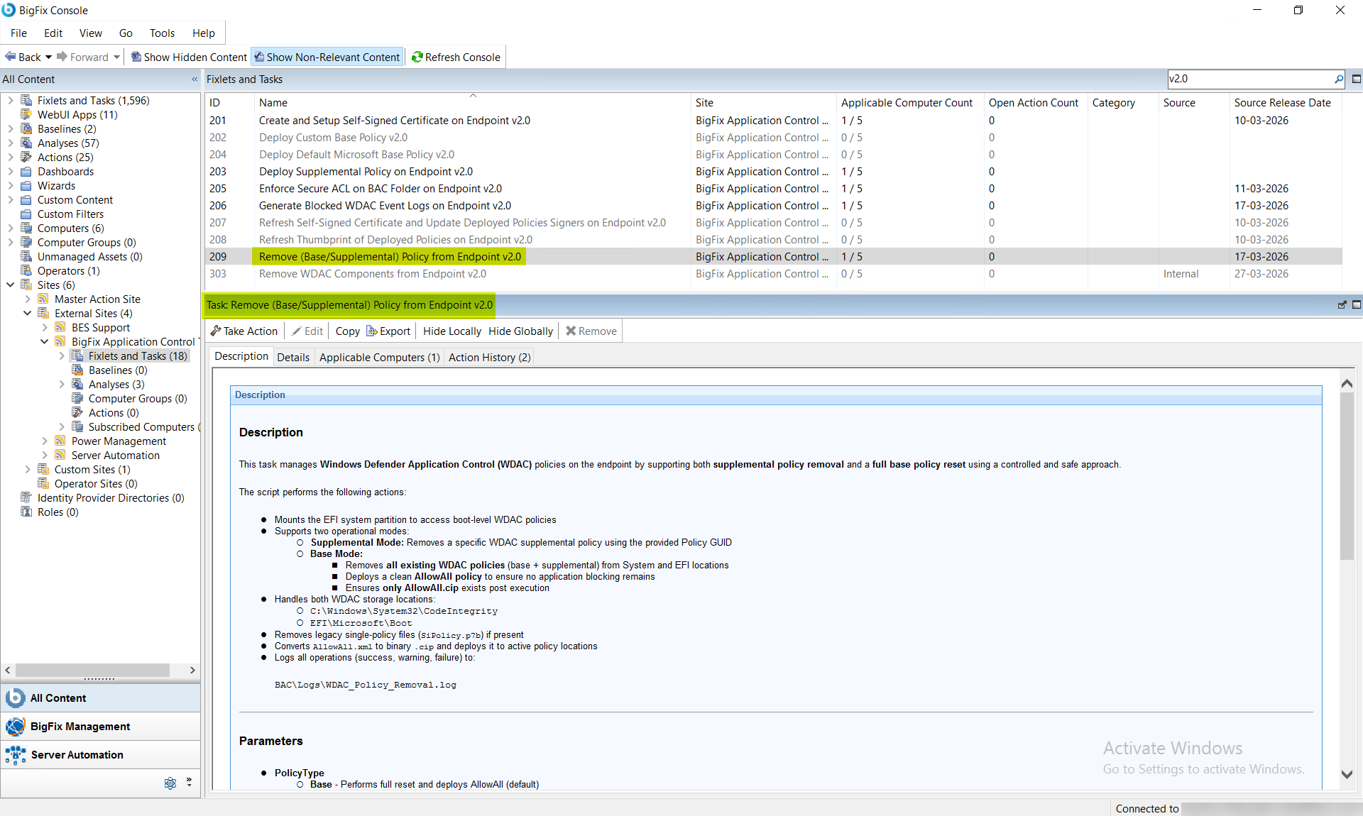 Remove (Base/Supplemental) Policy from Endpoint v2.0