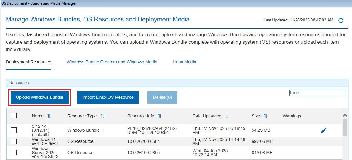 Upload Windows Bundle button