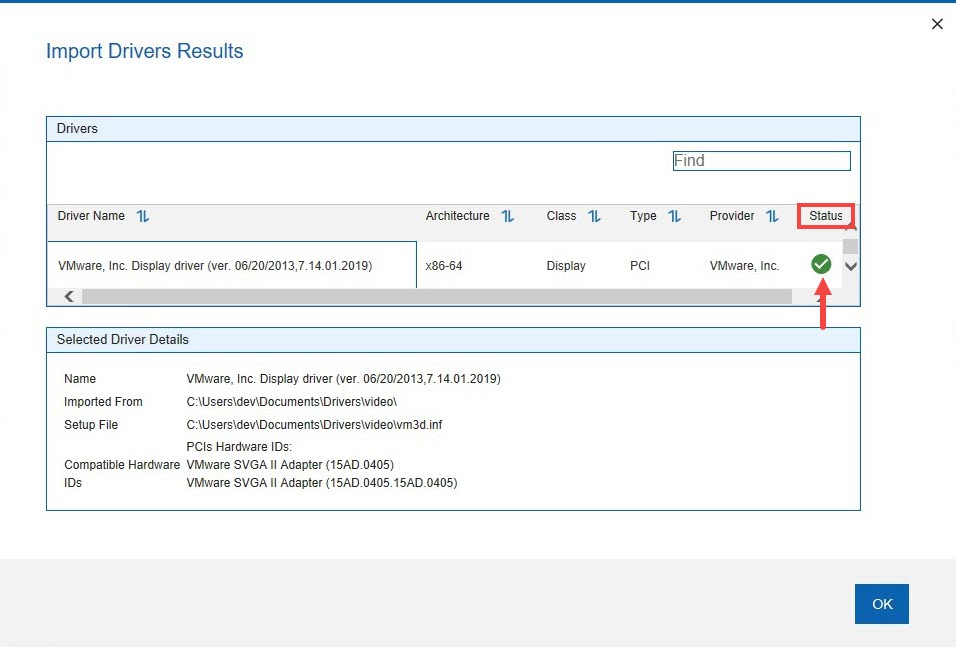 Detailed Import Drivers results