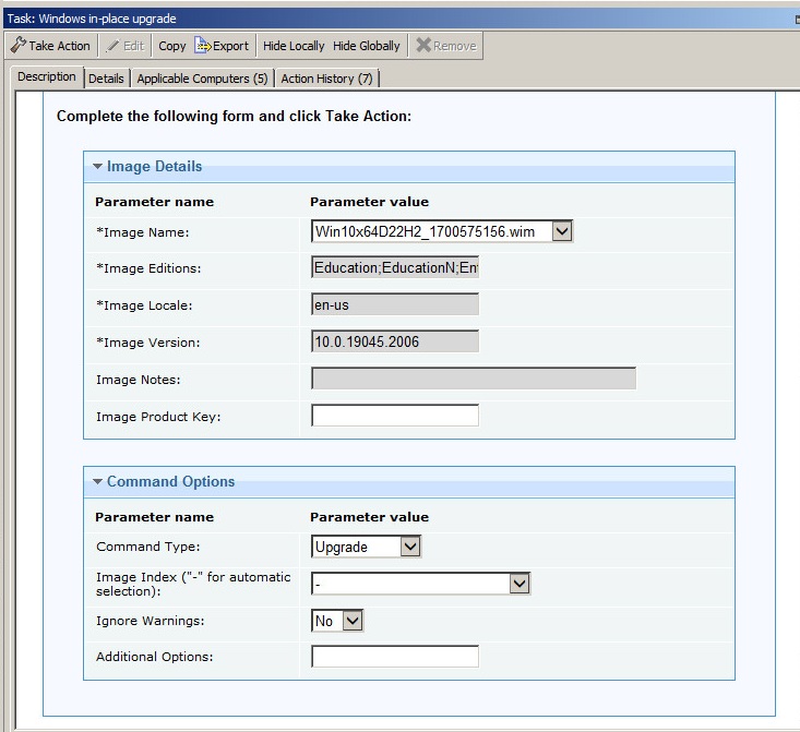 Windows in-place upgrade task (ID 202)