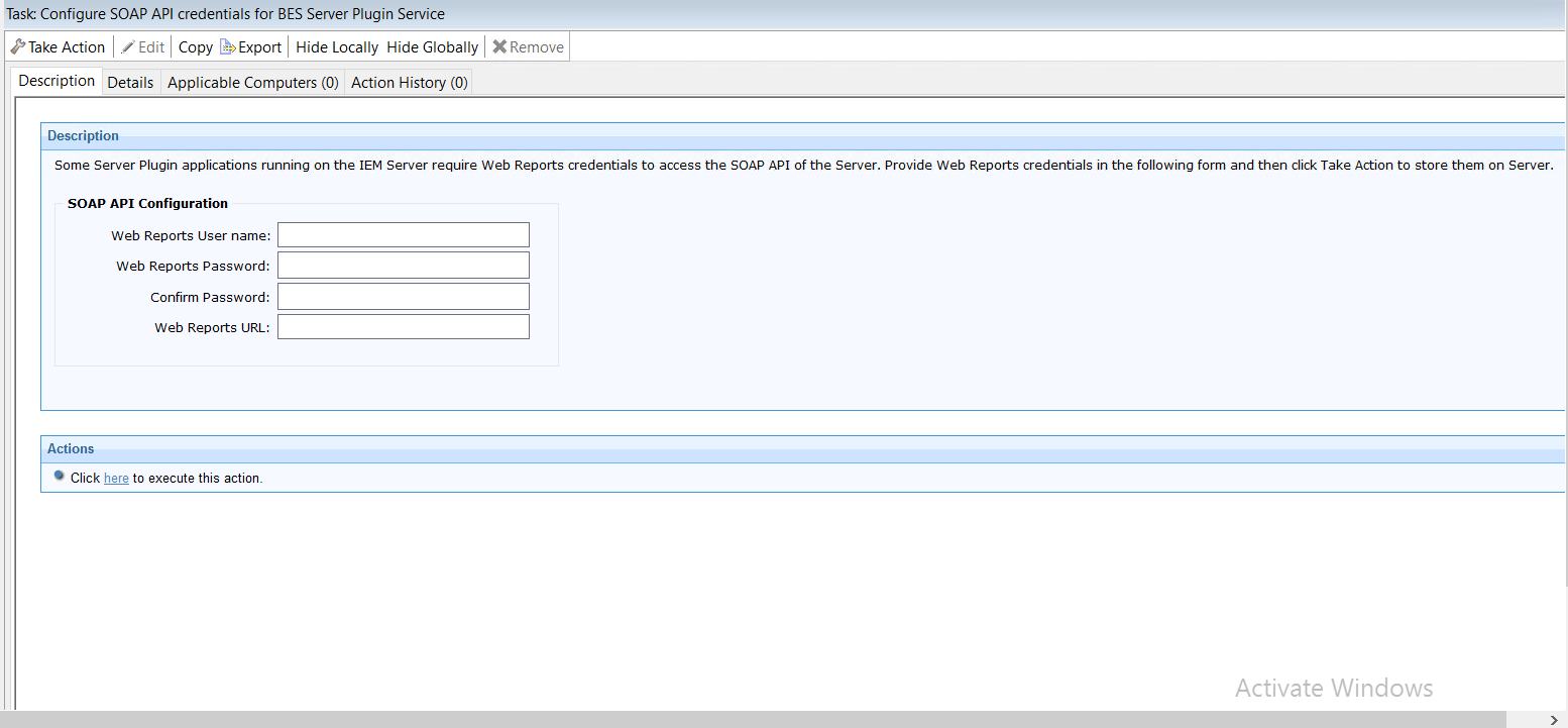 Configure SOAP API credentials for BES Server Plugin Service