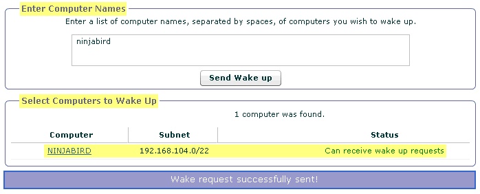 Wake-on-LAN list of computers