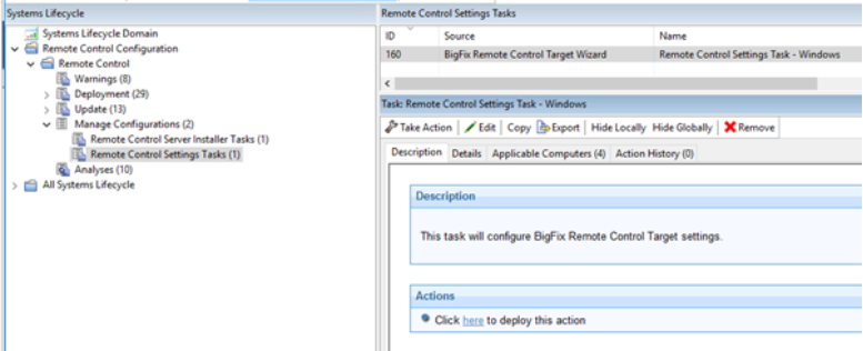 Select and run your remote control settings tasks