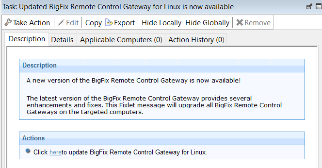 Description of the task that you can use to update the Linux gateway