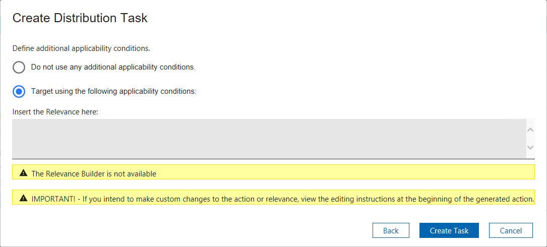 Defining additional target conditions