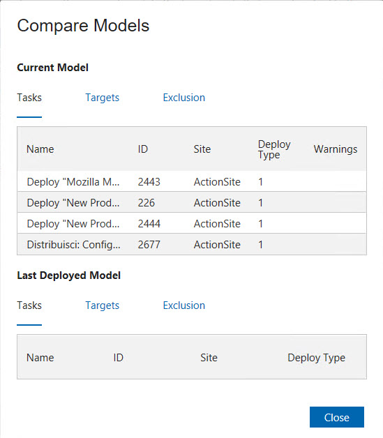 Compare Models dialog