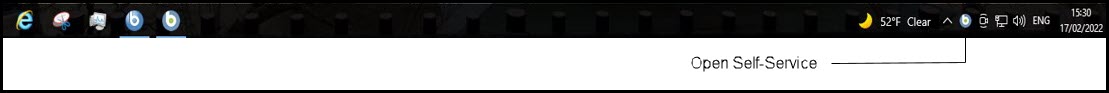 The Self-Service Application icon in the Windows system tray