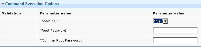 The Command Execution Options section of the configure a AIX NIM management extender.