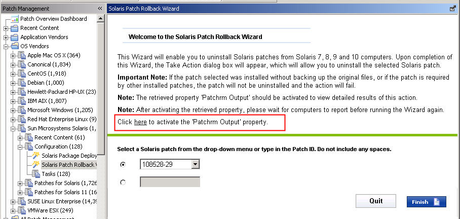 Solaris Patch Rollback Wizard