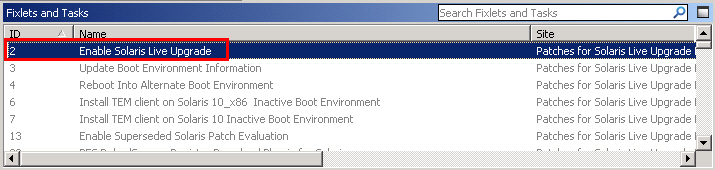 Enable Solaris Live Upgrade task