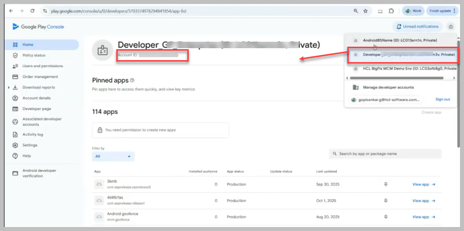 Developer Account ID