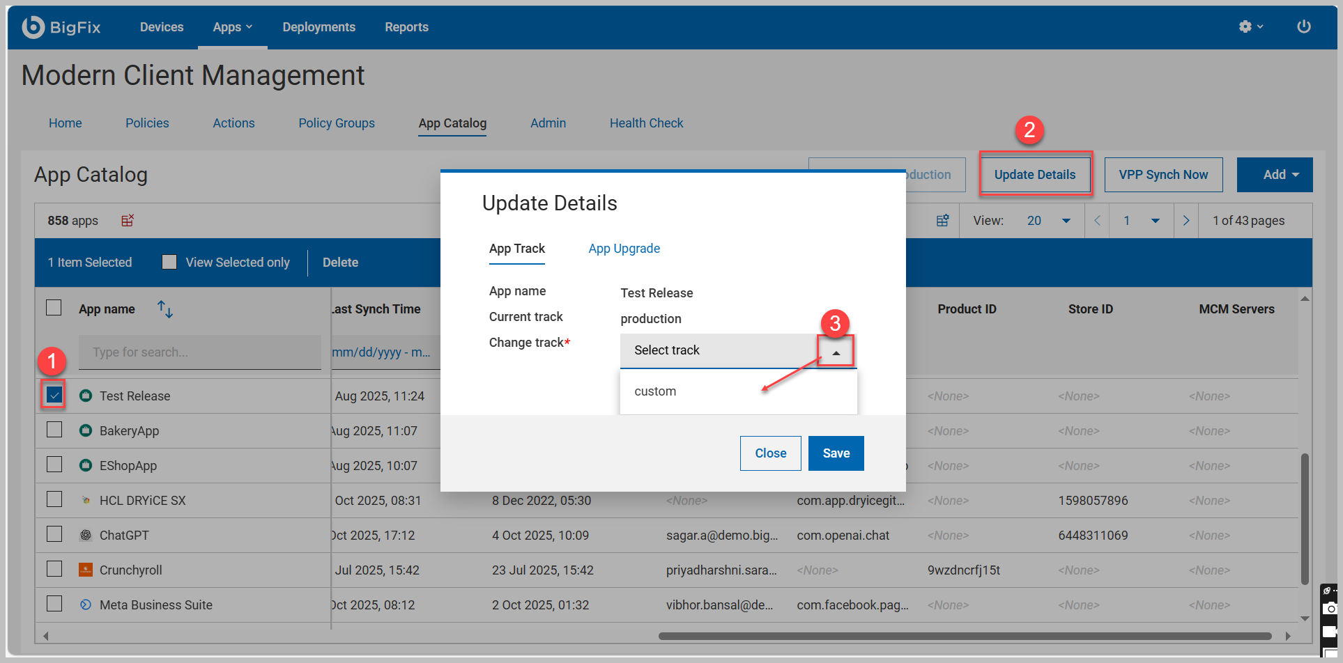 Update track details