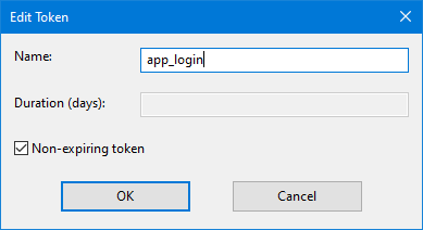 This window displays the edit token dialog