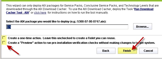 Finishing the configuration for AIX package updates