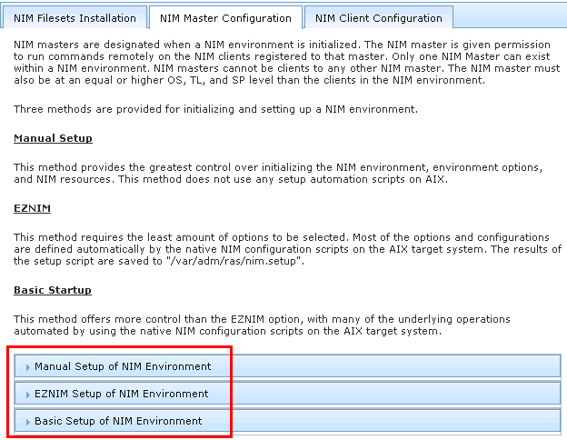 NIM master configuration