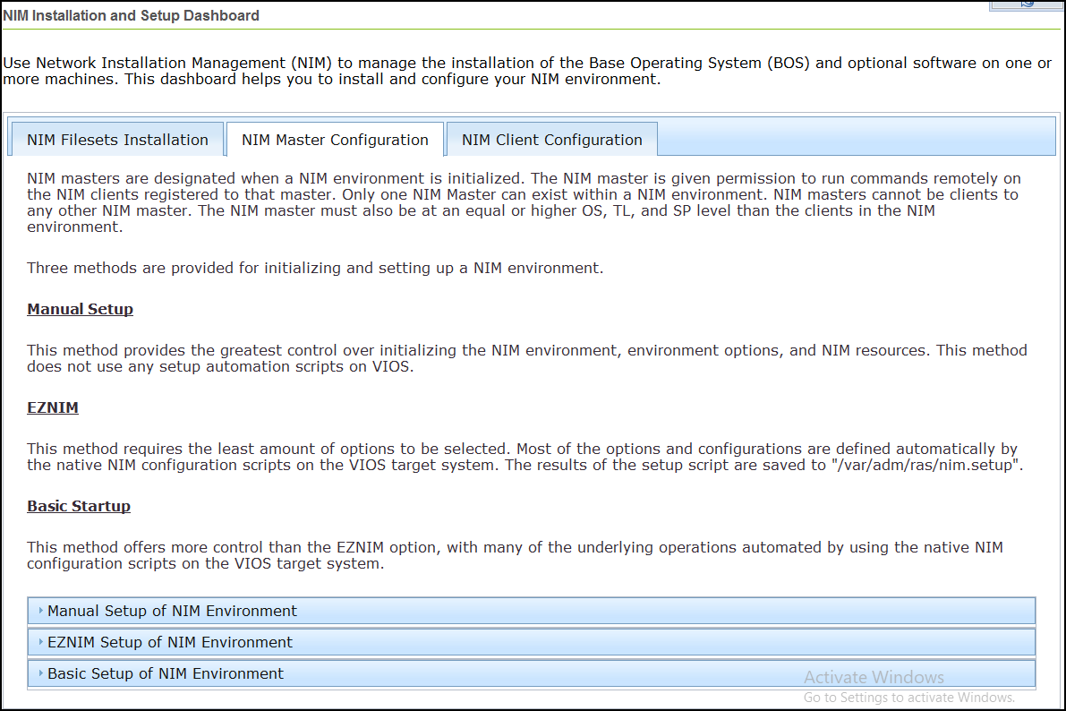 NIM master configuration