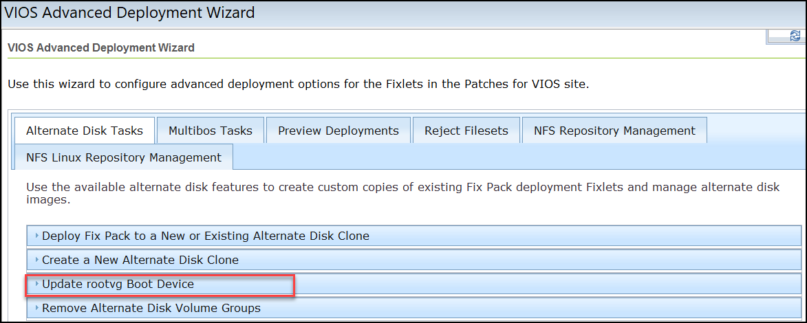 Update rootvg boot device