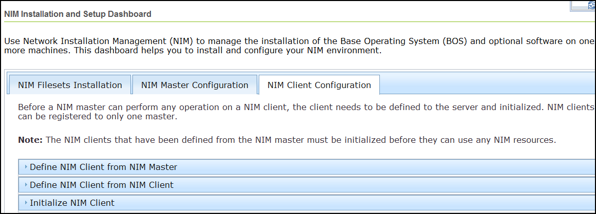 Ways to define the NIM client the NIM master