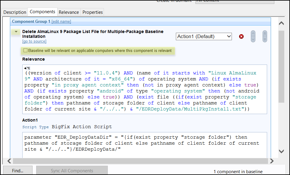 Baseline component option