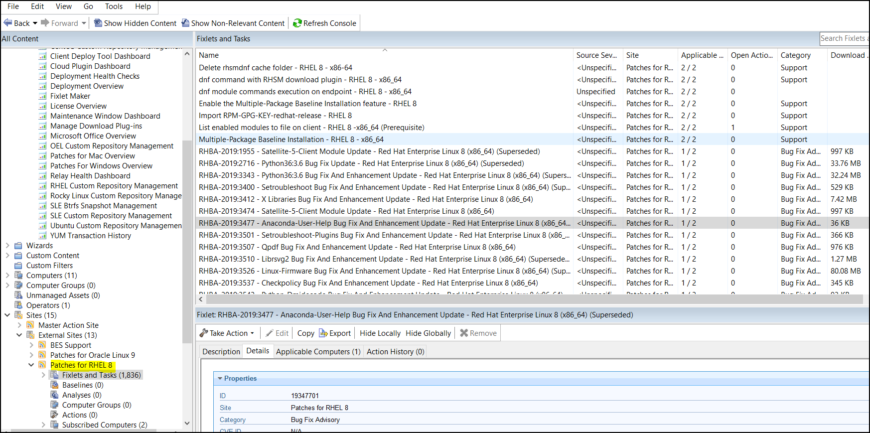 External sites - Fixlets