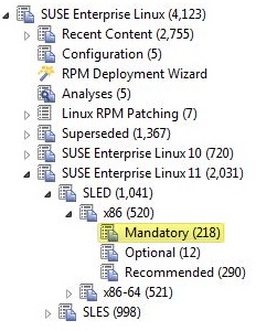 Patch Management navigation tree