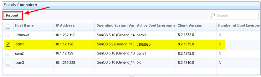 Reboot to an inactive boot environment