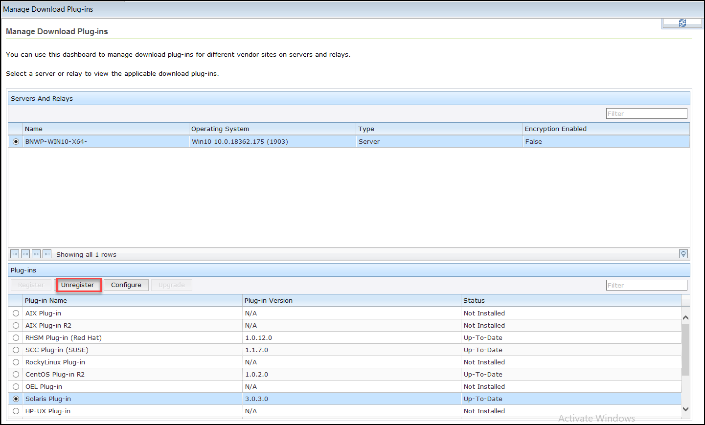 Unregister the Solaris download plug-in