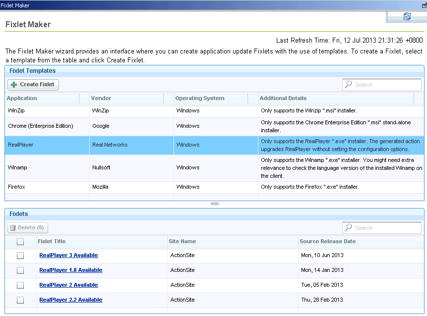 Fixlet Maker dashboard