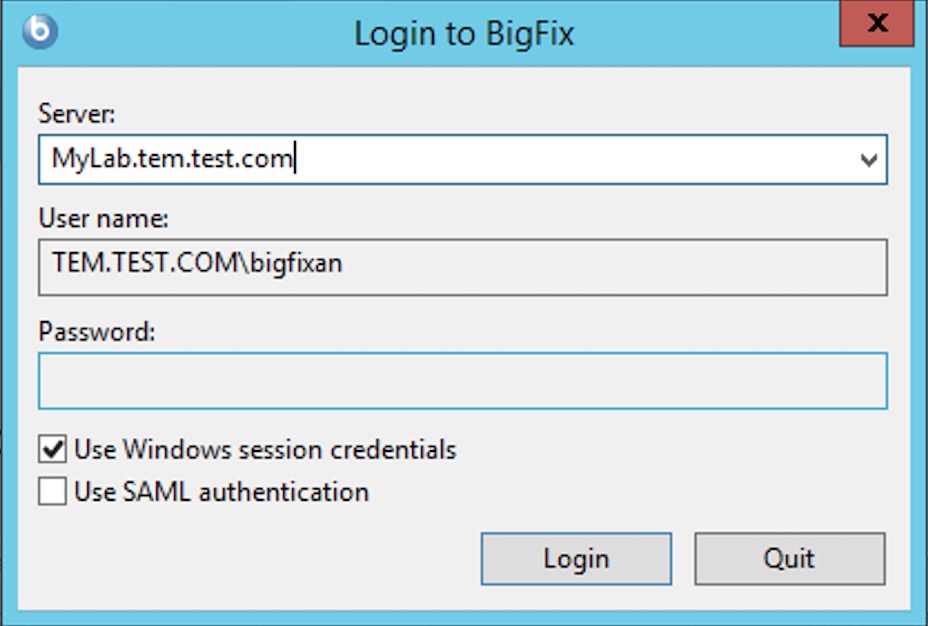 The figure shows the console login window populated with the active directory user information